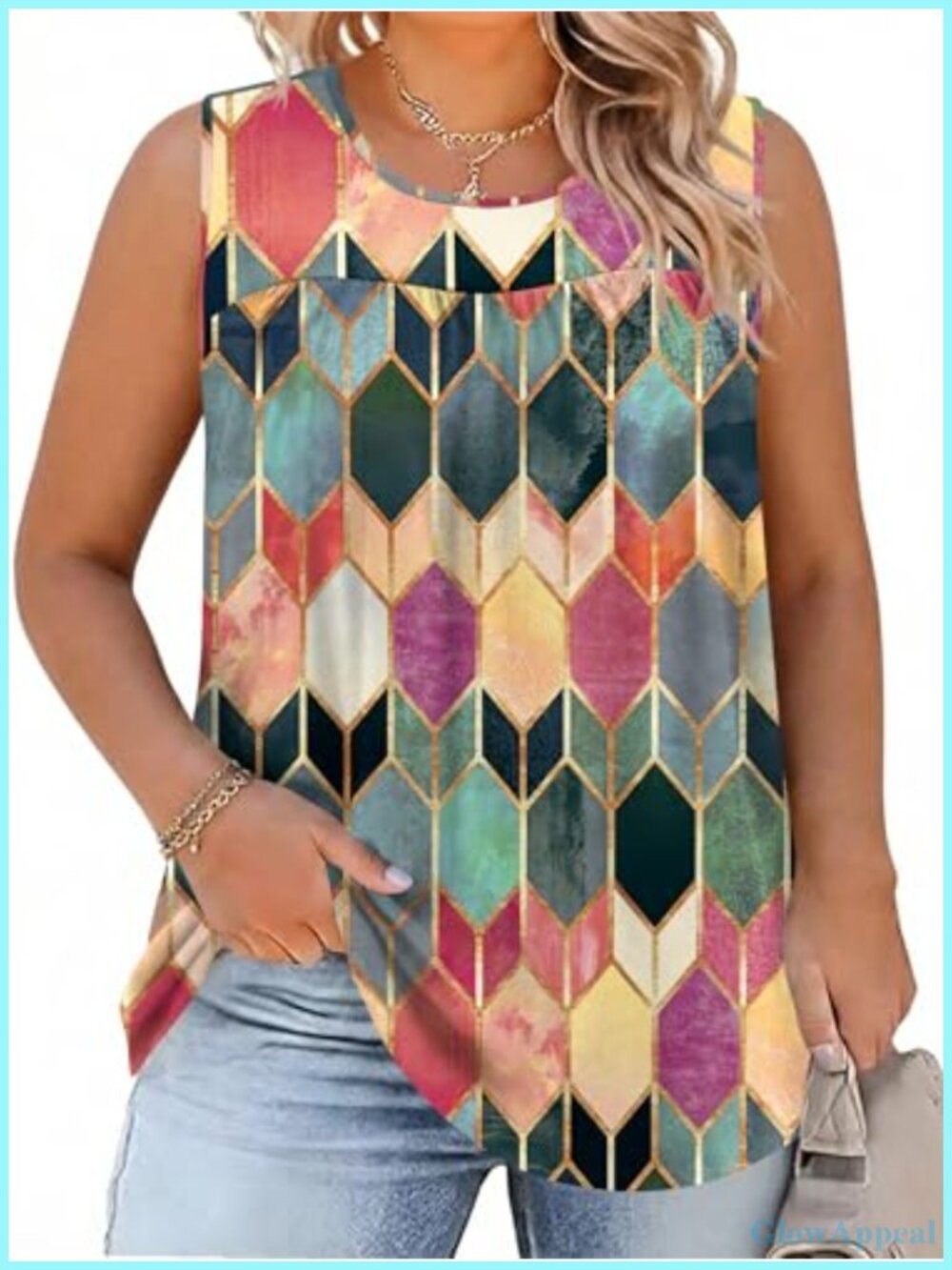 Plus Size Sleeveless Tank Top Loose Fit Crewneck Summer Casual Tunic Tee